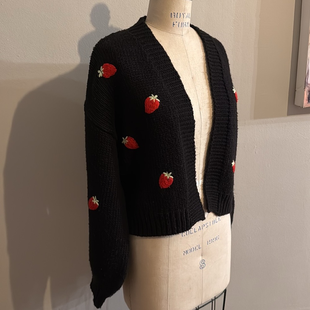 Cute Black Strawberry Cardigan - Picture 2 of 9